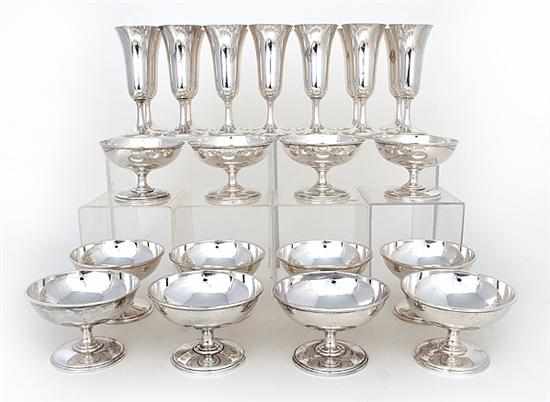 Appraisal: Whiting sterling champagne flute and sherbet set New York dated