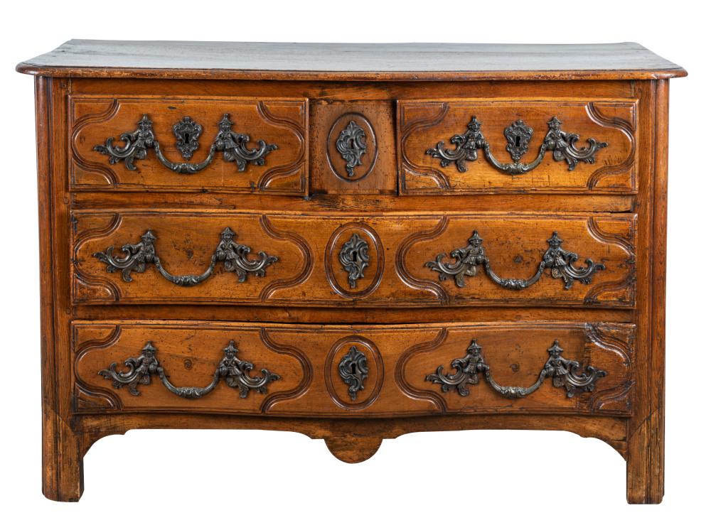 Appraisal: FRENCH PROVINCIAL WALNUT COMMODEthe serpentine top over a conforming case