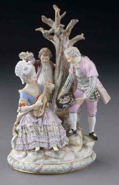 Appraisal: Meissen porcelain pastoral figural groupof a man woman and child