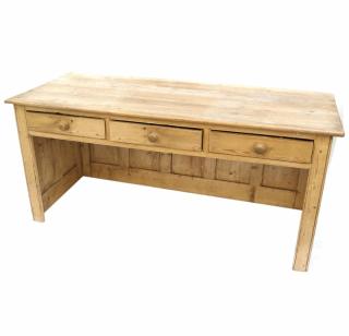 Appraisal: Contemporary Pine Desk Contemporary three drawer pine desk with panel