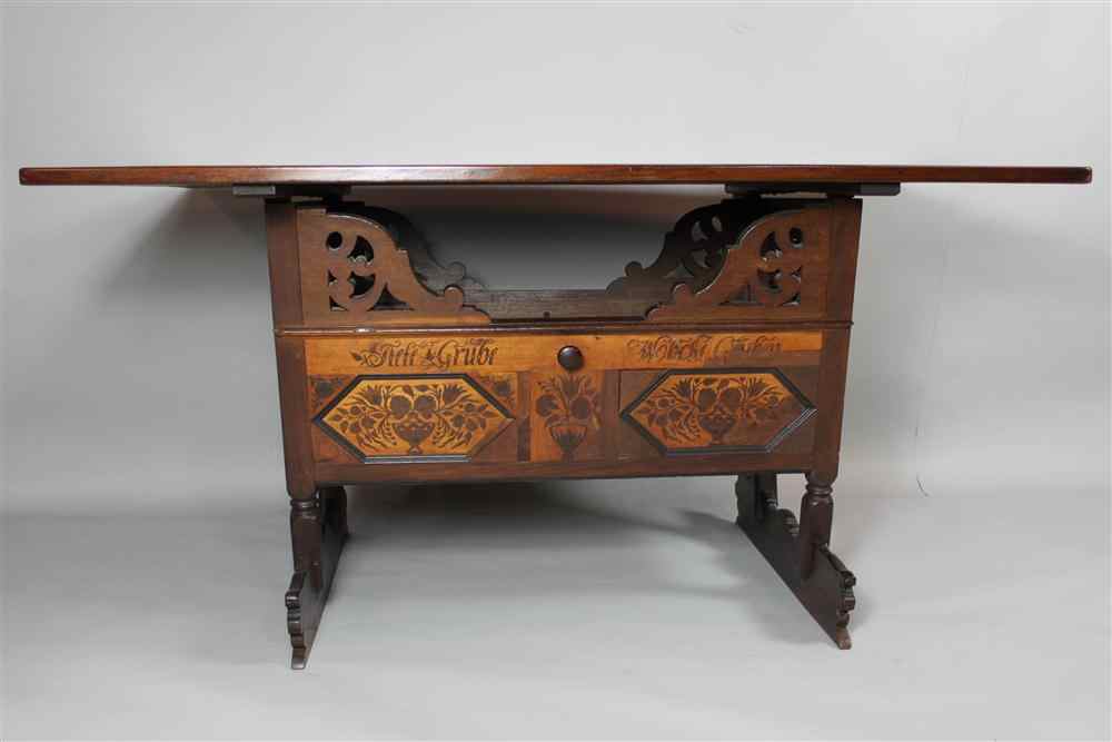 Appraisal: BAROQUE STYLE INLAID OAK AND FRUITWOOD TILT TOP DINING TABLE