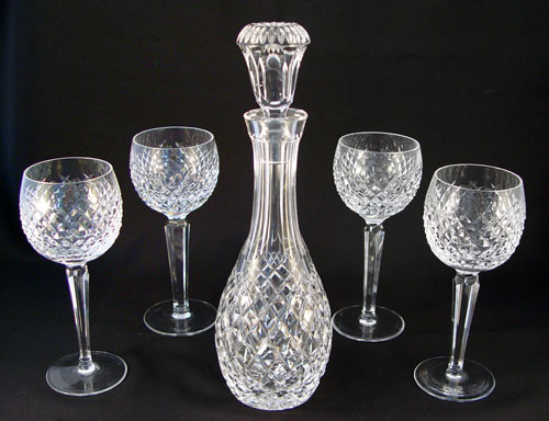 Appraisal: WATERFORD CRYSTAL ''ALANA'' DECANTER AND WINE STEMS Decanter with stopper