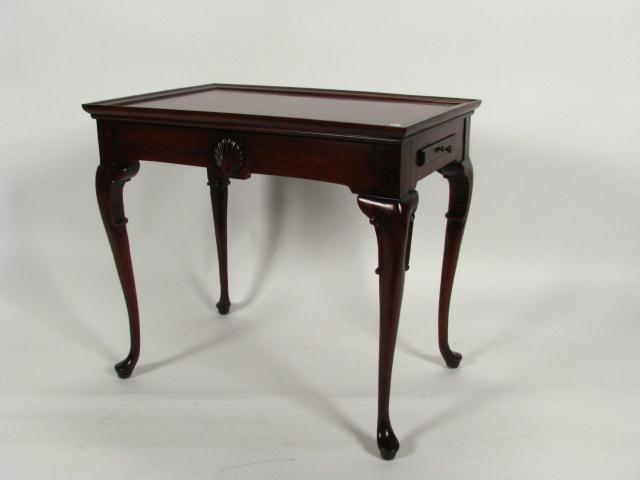 Appraisal: th Century Queen Anne tea table with shell carved aprons