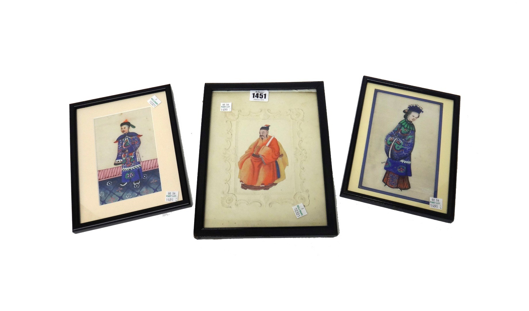 Appraisal: A group nine Chinese rice paper paintings of single figures