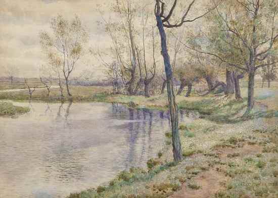 Appraisal: George Moore Henton - The River Soar near Westcotes WatercolourSigned