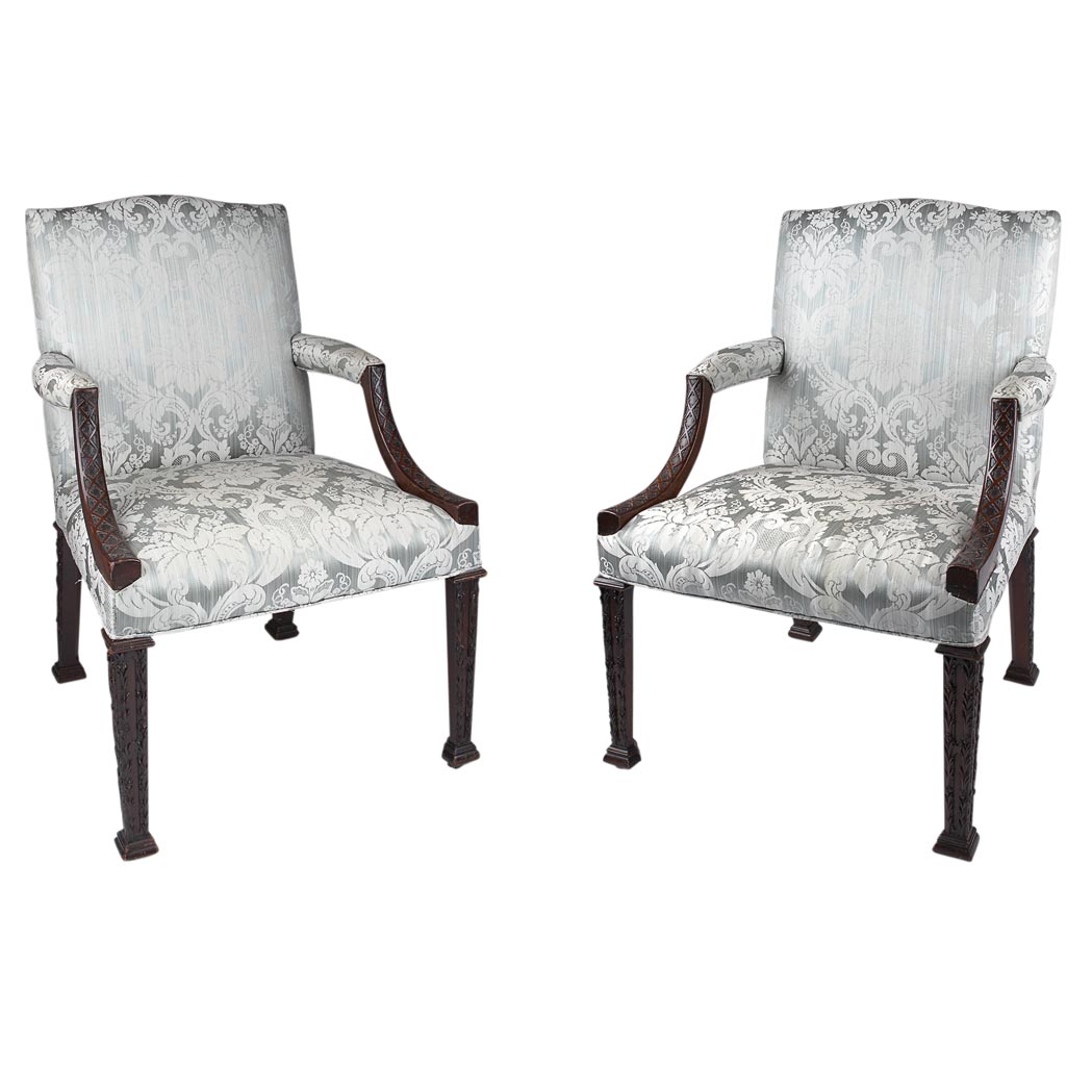 Appraisal: Pair of George III Mahogany Library Chairs th Century Each