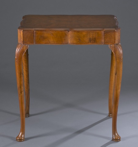 Appraisal: George II Tea Table Walnut Beveled top with single drawer