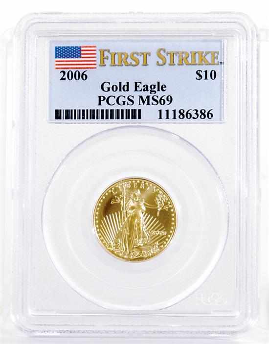 Appraisal: Gold eagle coin dated first strike PCGS MS Back Inquiry