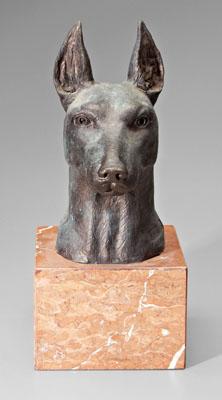 Appraisal: J Santiago bronze portrait head of a Doberman Pinscher edition