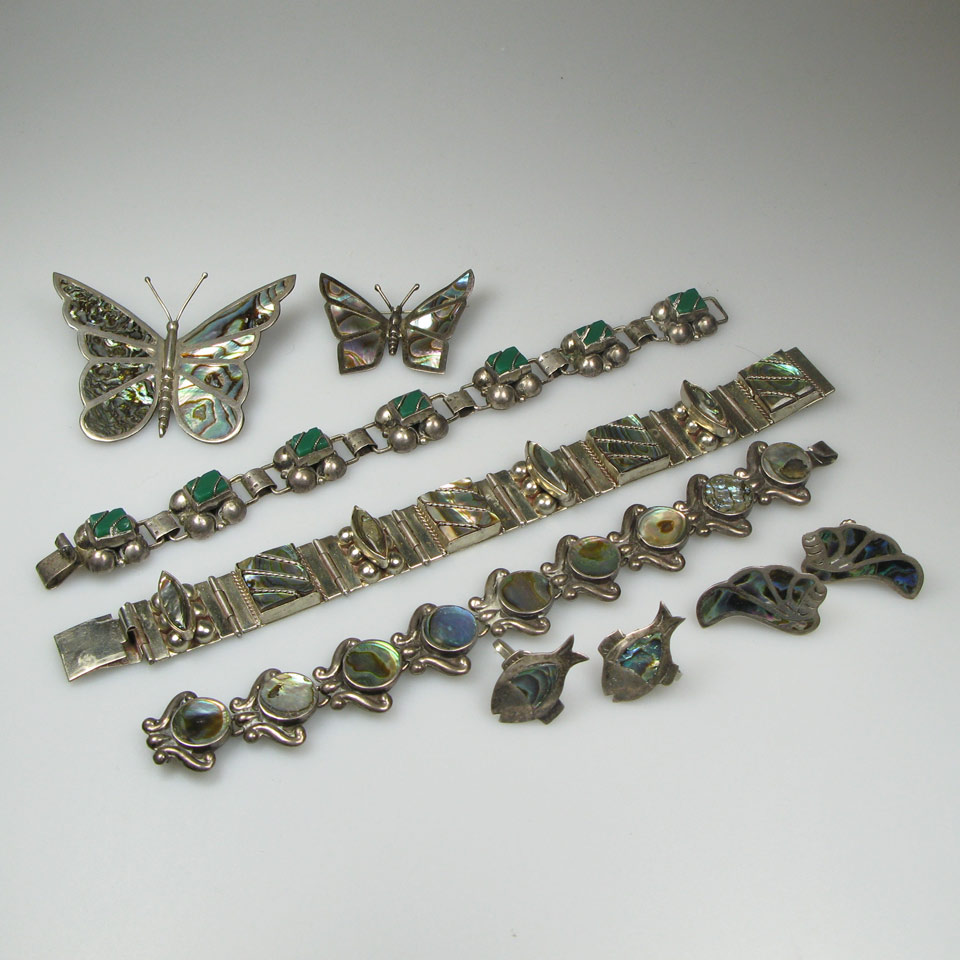 Appraisal: Small Quantity Of Mexican Sterling Silver Jewellery set with abalone