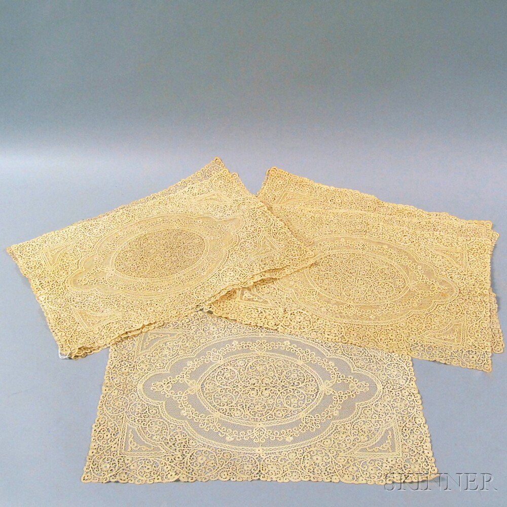 Appraisal: Twelve Ivory Venetian Lace Placemats x in Estimate - The