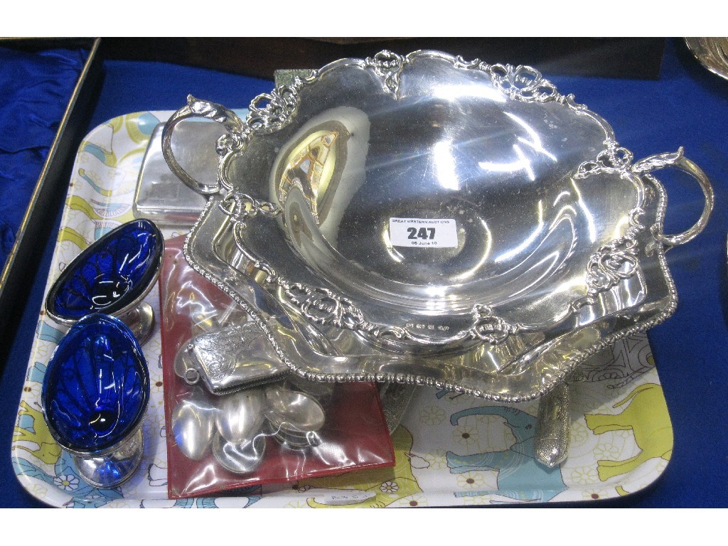 Appraisal: Tray lot of EP - salts dishes silver vesta etc