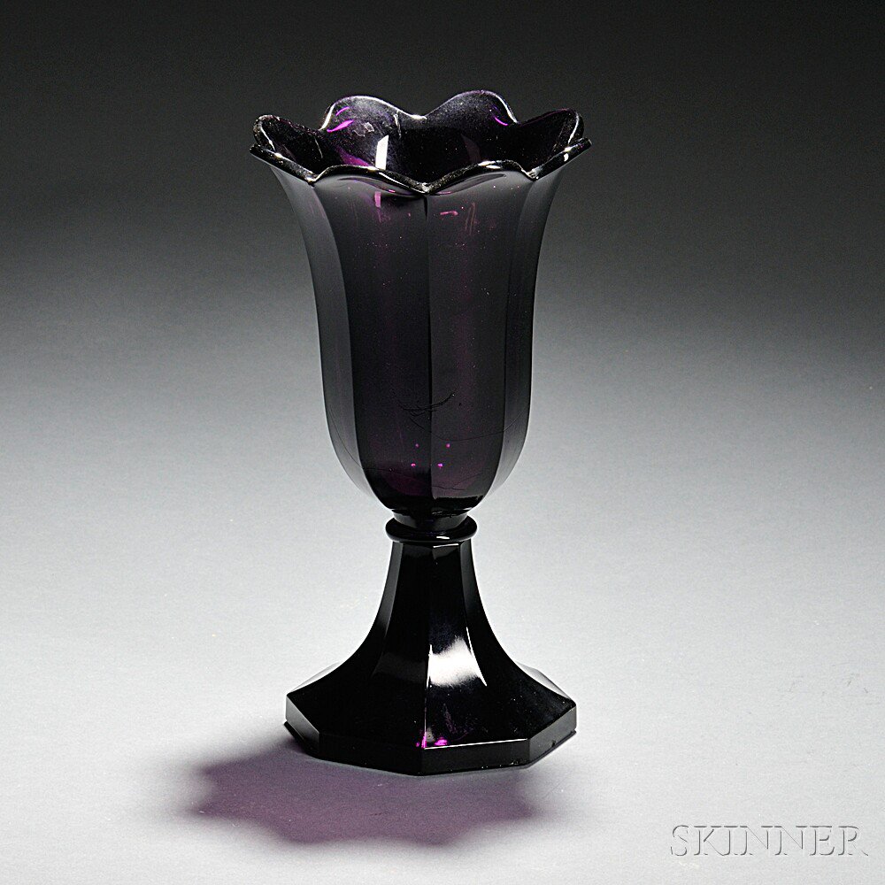 Appraisal: Amethyst Pressed Glass Tulip Vase mid to late th century