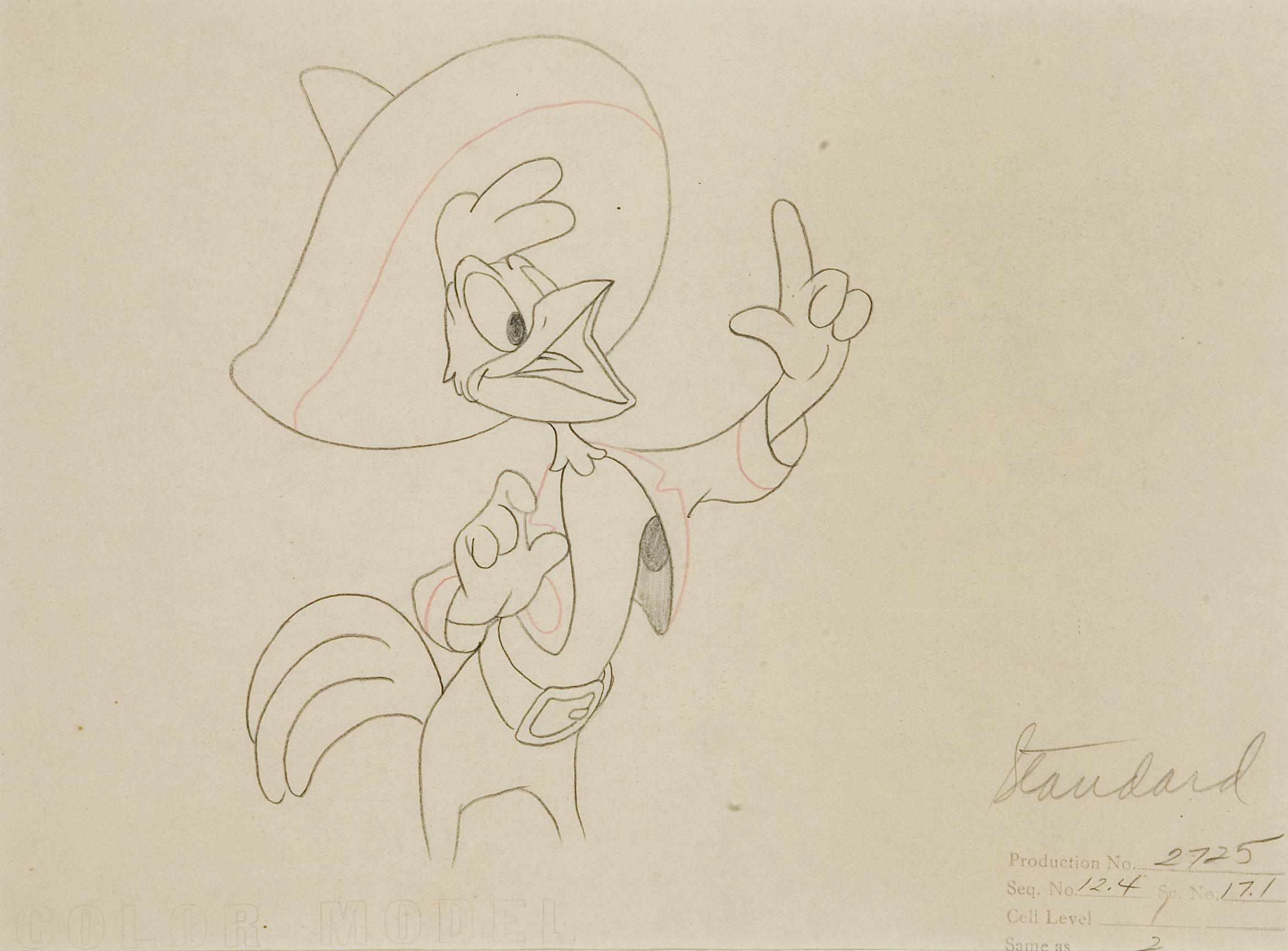 Appraisal: Two Walt Disney drawing from The Three Caballeros graphite on