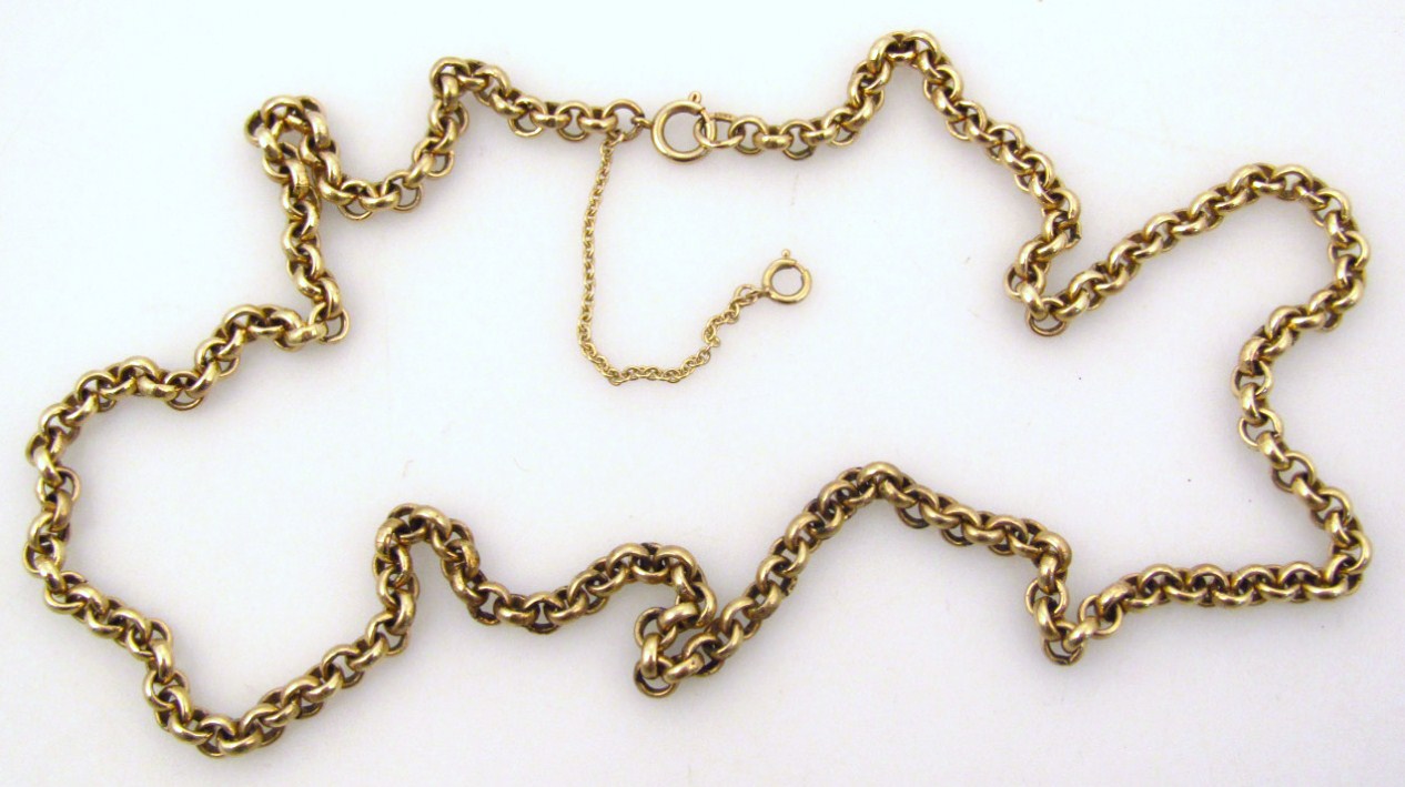 Appraisal: A longuard chain with plain circular links yellow metal the