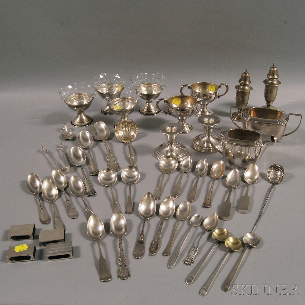 Appraisal: Group of Sterling Silver and Silver-plated Tableware and Flatware an