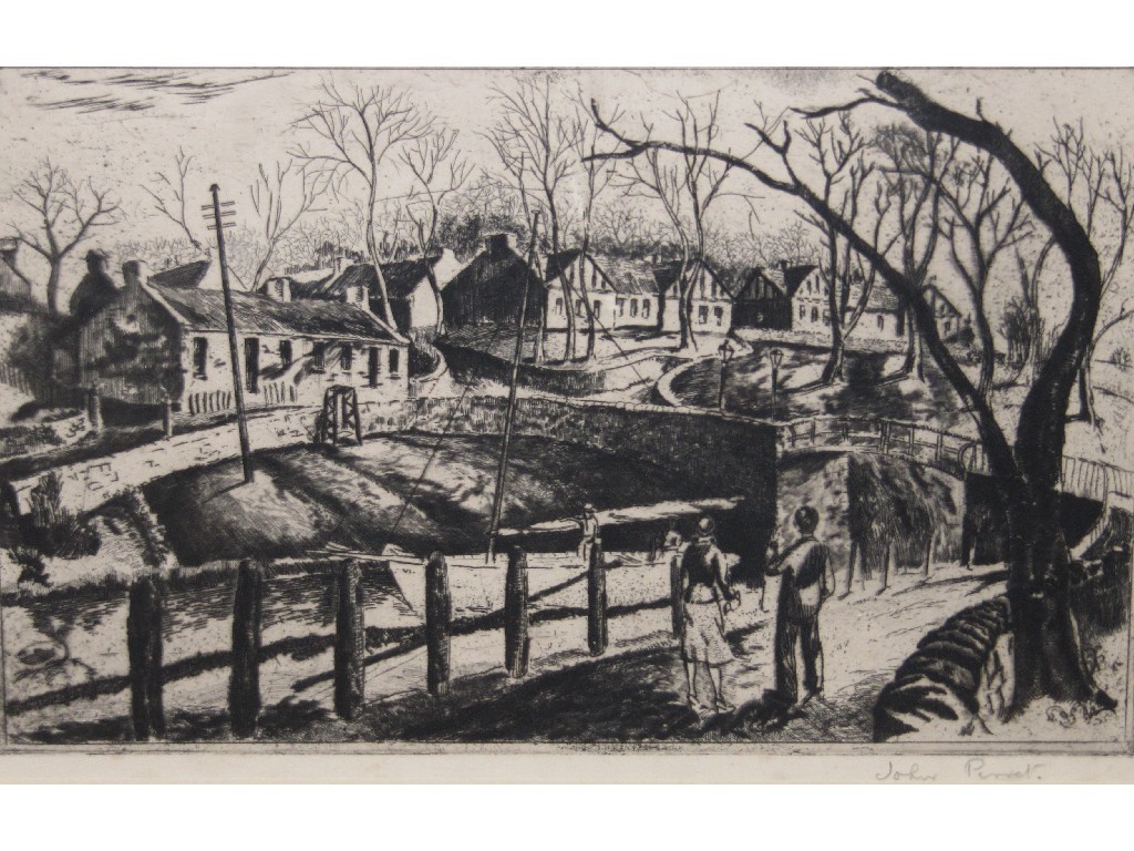 Appraisal: JOHN PIRRET Etching 'By the Canal' signed in pencil