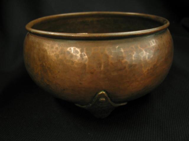 Appraisal: Gustav Stickley Arts Crafts Copper Bowl tri-footed handhammered diameter unsigned