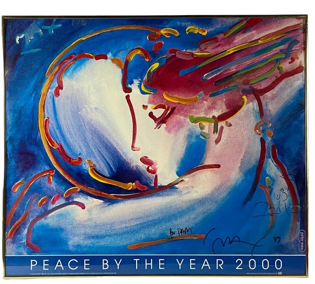 Appraisal: Peter Max Hand Signed Poster DrawingAddressed to Pam with small