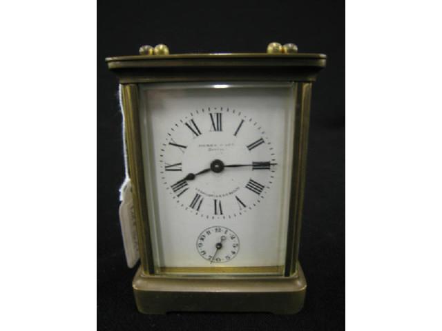 Appraisal: French Victorian Carriage Clock with Alarm tall open escapement working