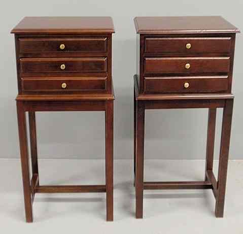 Appraisal: Pair of mahogany stained three-drawer jewelry chests with Hickory Chair