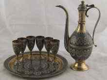 Appraisal: A silver niello liqueur set of six tot cups and