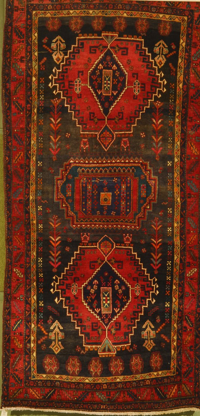 Appraisal: ORIENTAL RUG TRIBAL PERSIAN ' x ' Three bold geometric