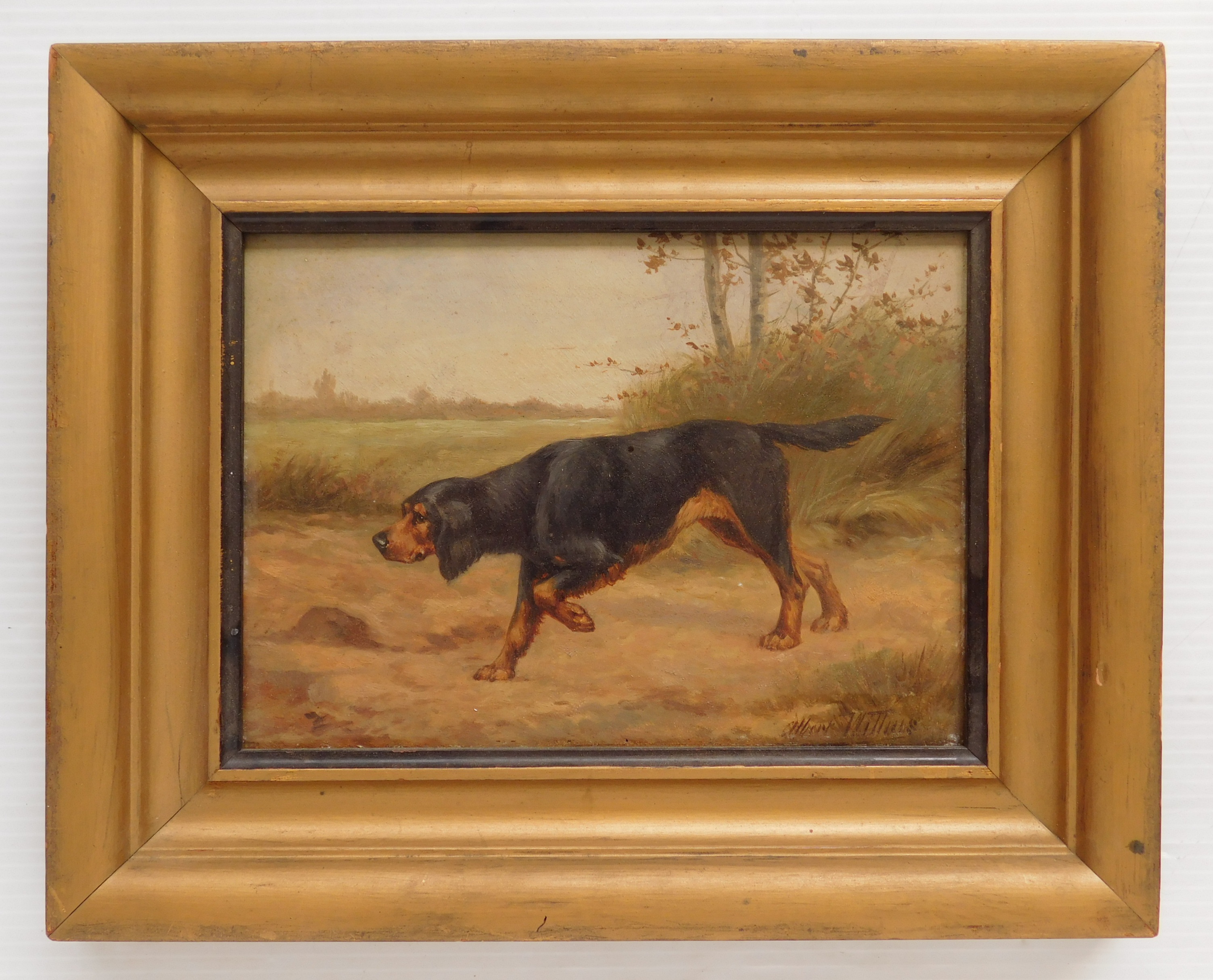 Appraisal: Albert Williams Hunting Dog- oil on panel signed Albert Williams