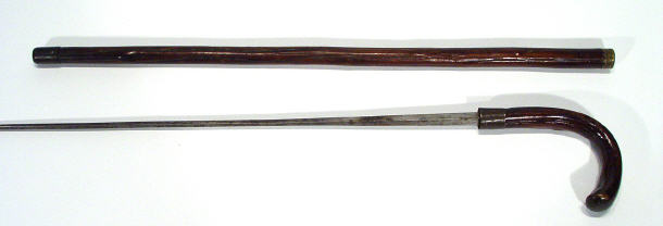 Appraisal: Victorian brass bound mahogany sword stick cm long