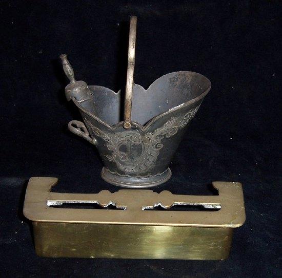 Appraisal: A late th Century Britannia metal miniature coal scuttle with