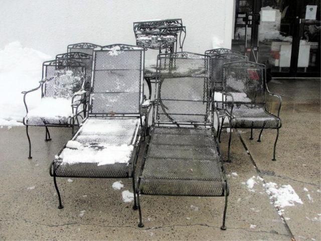 Appraisal: Lot of Assorted Outdoor Iron Furniture Table chairs end tables