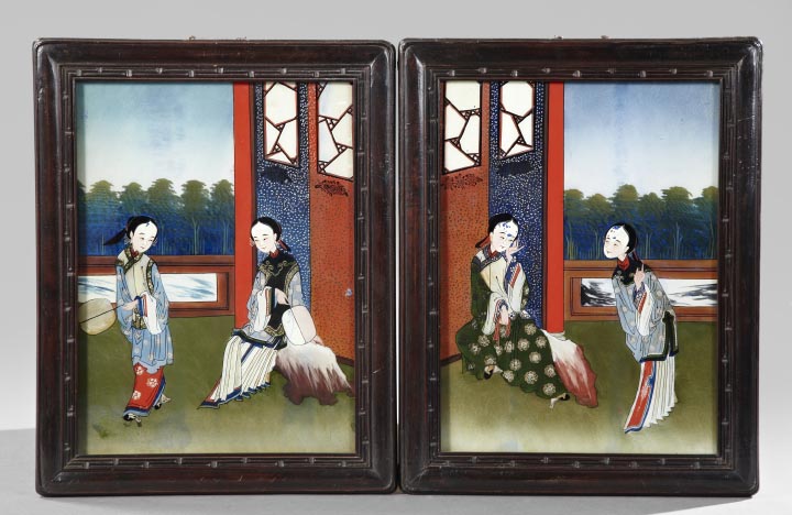 Appraisal: Pair of Tao Kuang Eglomise Panels second quarter th century