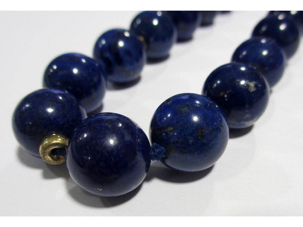 Appraisal: An impressive Lapis Lazuli bead necklace composed of thirty-six spherical