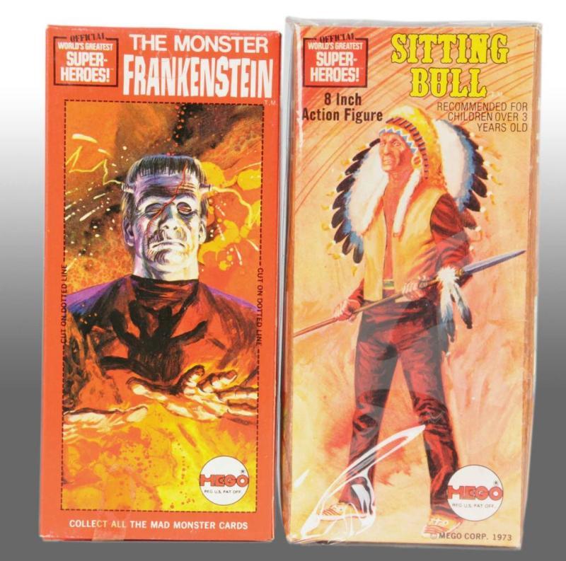 Appraisal: Lot of Frankenstein Sitting Bull Mego Figures Description Includes glow-in-the-dark