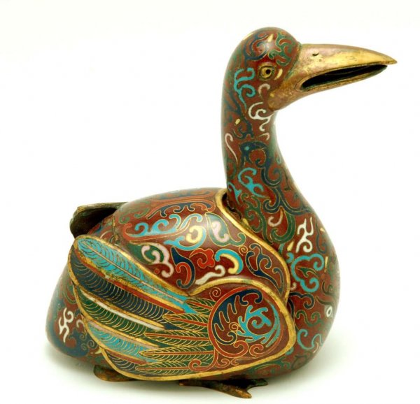 Appraisal: A cloisonne figure of a duck Gilt body with cloisonne