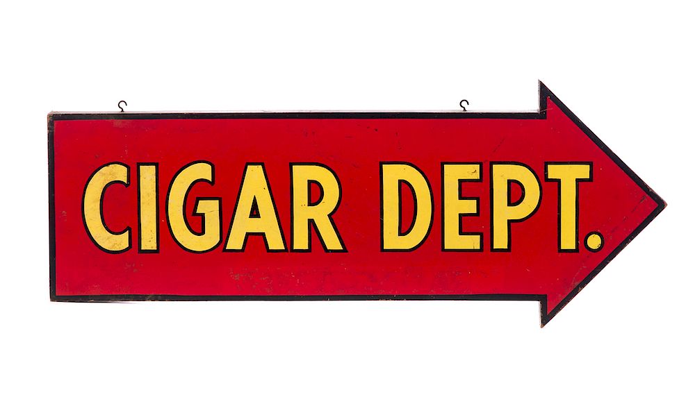 Appraisal: Cigar Dept Wooden Advertising Sign Measures tall x wide Good