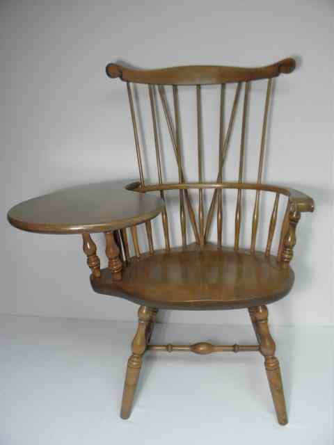 Appraisal: S Bent Bros Inc Maple Windsor-style chair with small writing