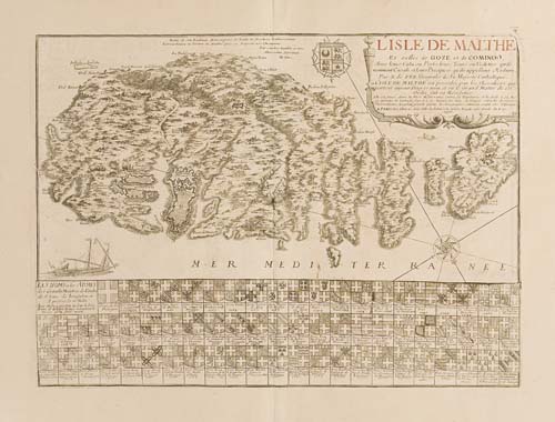 Appraisal: FER NICOLAS de L'Isle de Malthe Double-page engraved map x