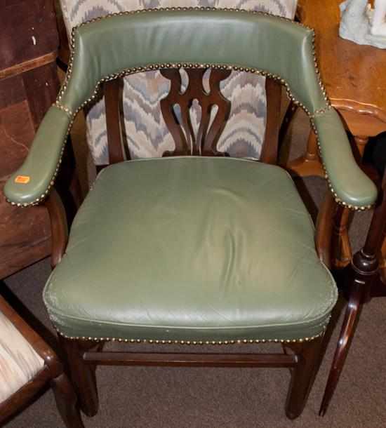 Appraisal: Victorian style naugahyde upholstered armchair Estimate - No condition report