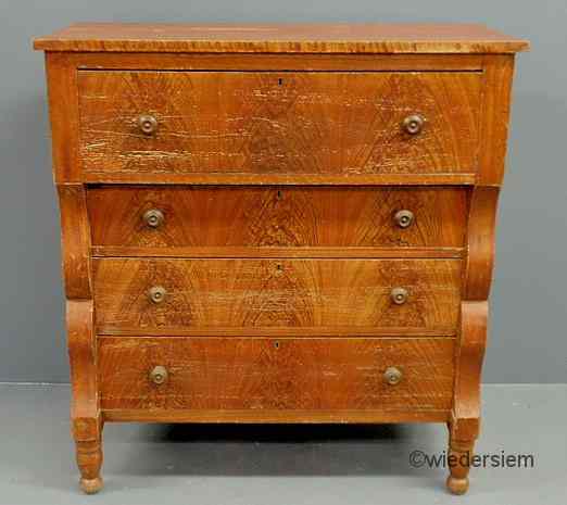 Appraisal: Pennsylvania flame grain paint decorated chest of drawers c drawer