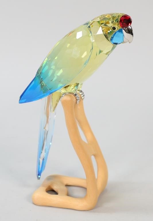 Appraisal: Swarovski Austria - Crystal Paradise Birds Green Rosella figurine on