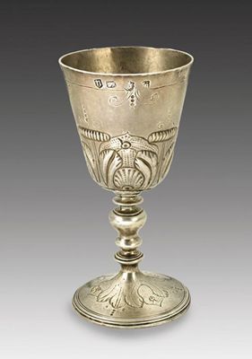 Appraisal: A Charles I wine goblet on a baluster pedestal embossed