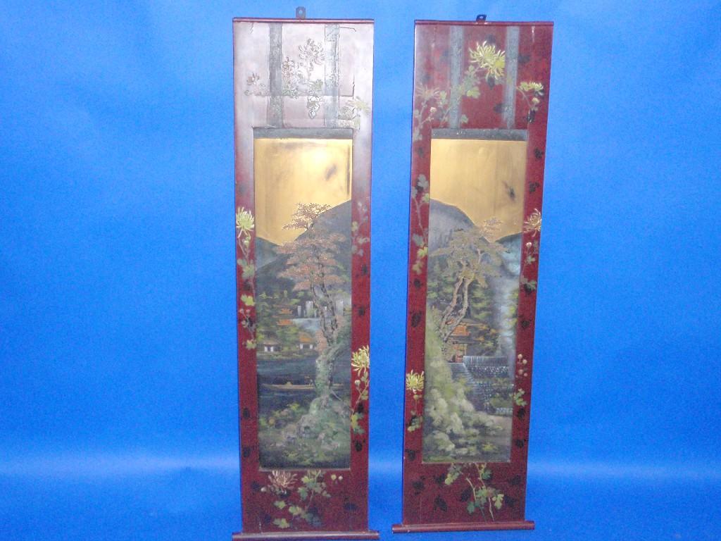 Appraisal: A pair of late thC Japanese wall panels landscape and