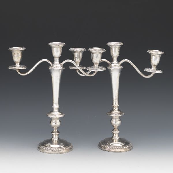 Appraisal: PAIR OF GORHAM STERLING SILVER CANDELABRA x Weighted sterling silver