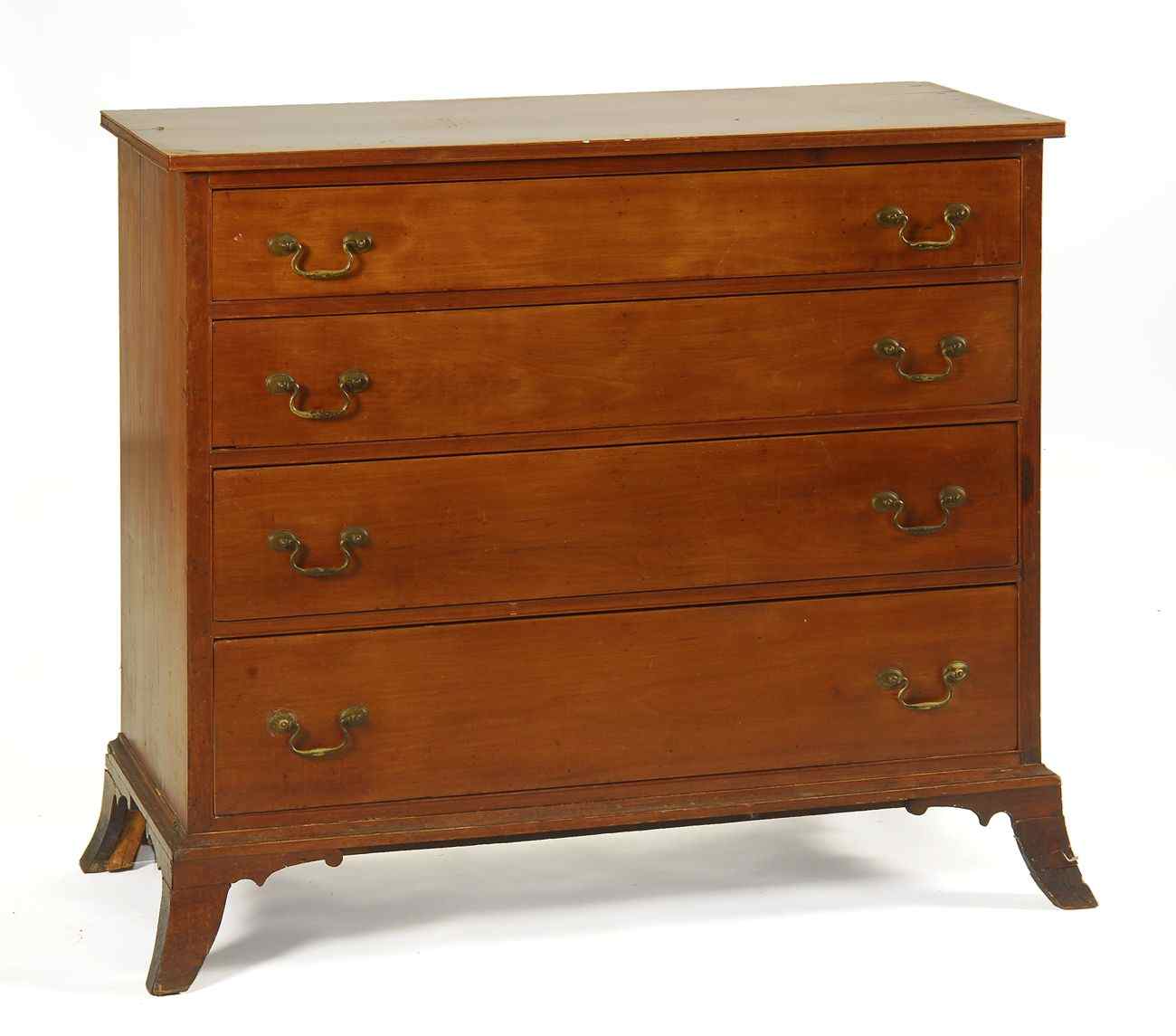 Appraisal: ANTIQUE AMERICAN FOUR-DRAWER CHESTLate th CenturyIn cherry with molded top