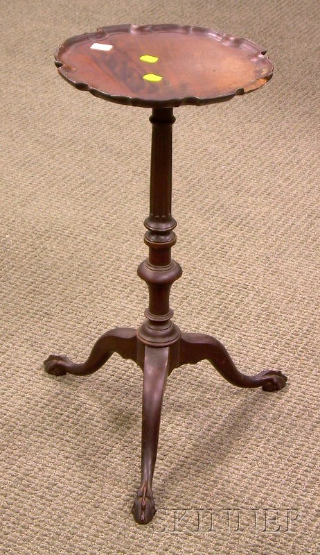 Appraisal: Chippendale-style Carved Mahogany Piecrust-top Kettle Stand ht dia in