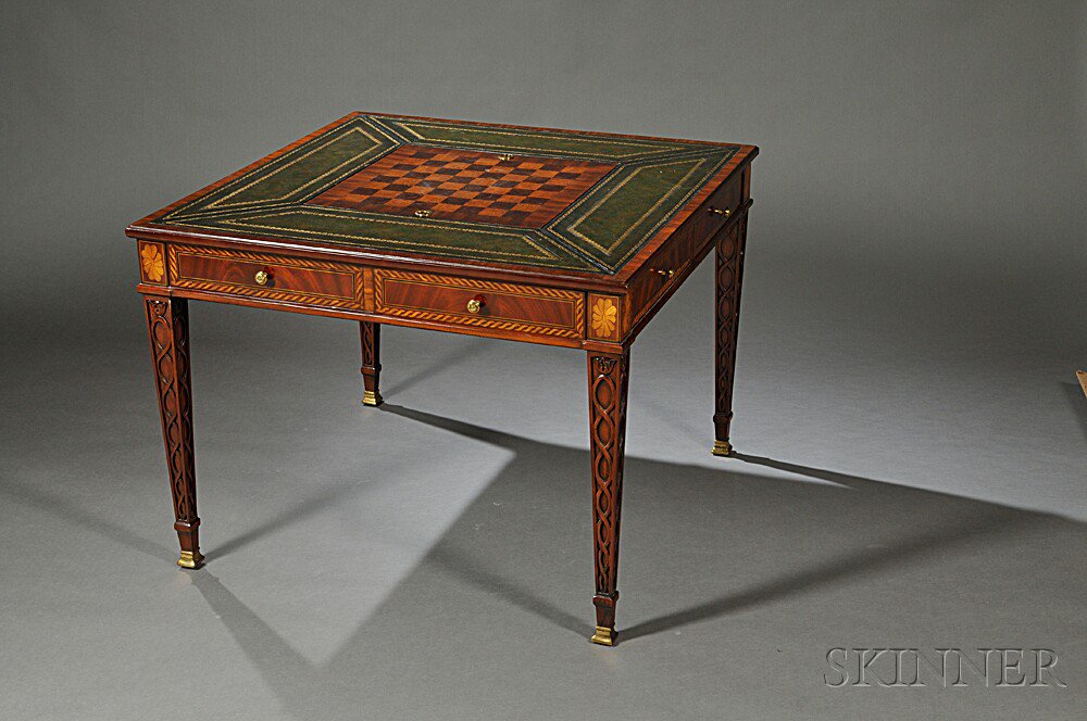 Appraisal: Maitland-Smith Georgian-style Mahogany Games Table the square top edged in