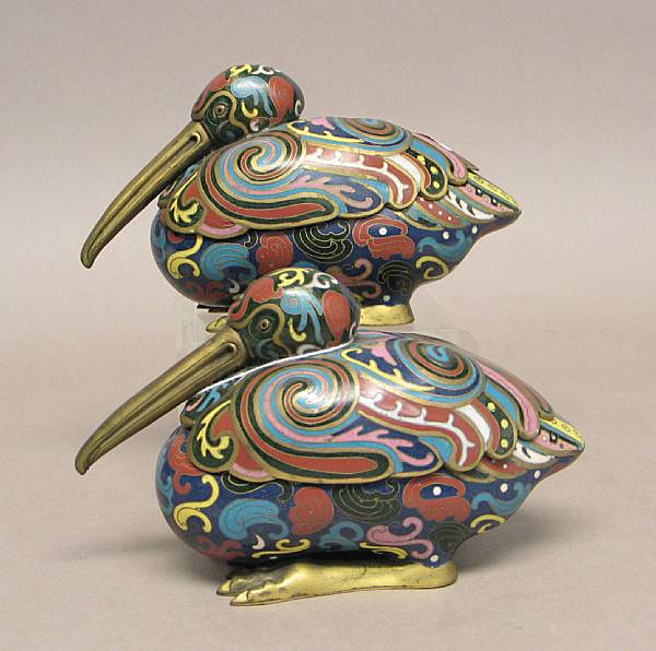 Appraisal: A pair of cloisonn enameled metal boxes Made in the