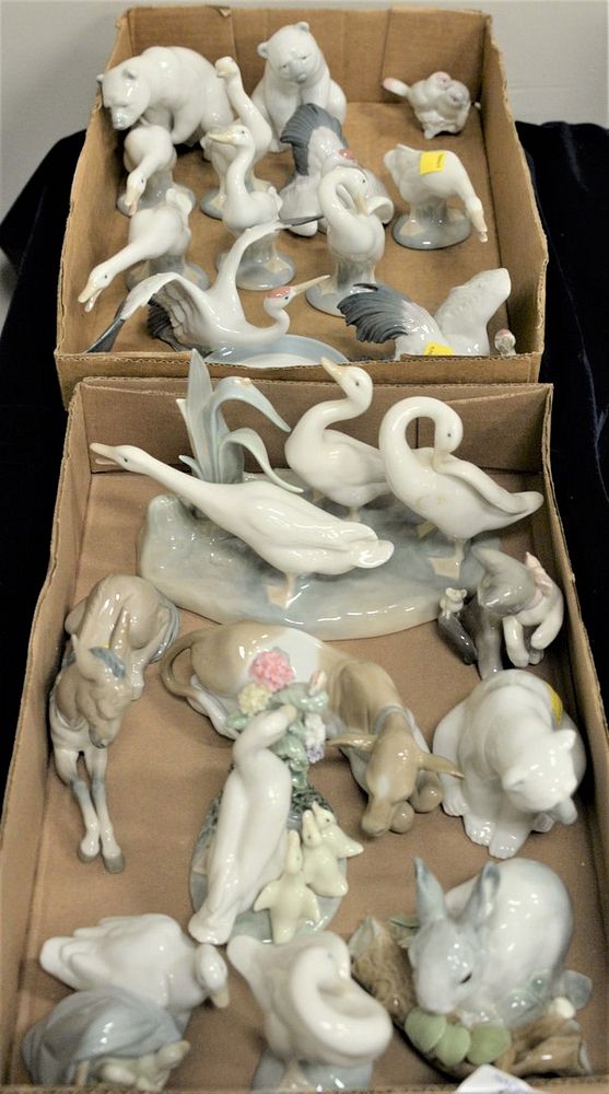 Appraisal: Two Tray Lots of Approximately Twenty-two Porcelain Lladro Figures to