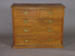 Appraisal: An oak chest of drawers early th century the top